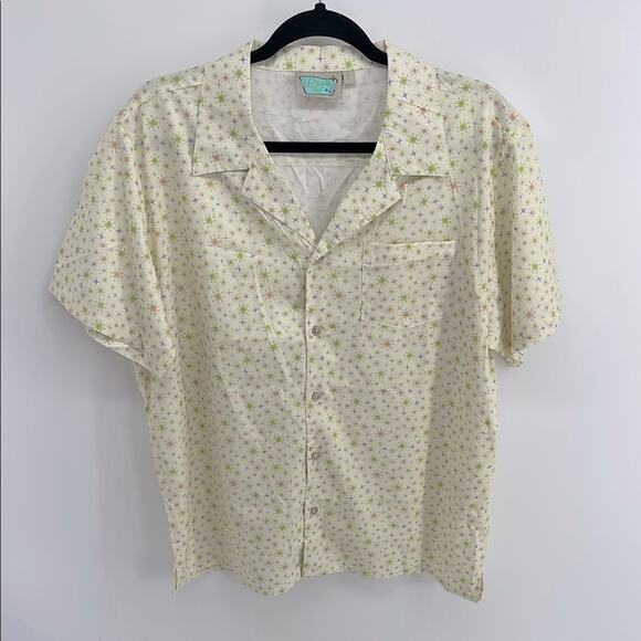 Atomic Tiki mod retro printed short sleeve button down shirt sz L - Picture 1 of 7